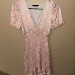 Zara Pink and White Mini Dress